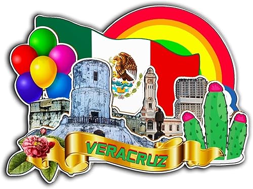 Veracruz - Imán de madera para nevera, diseño de México, monumentos en 3D, recuerdos coleccionables, decoración hecha a mano, 2026