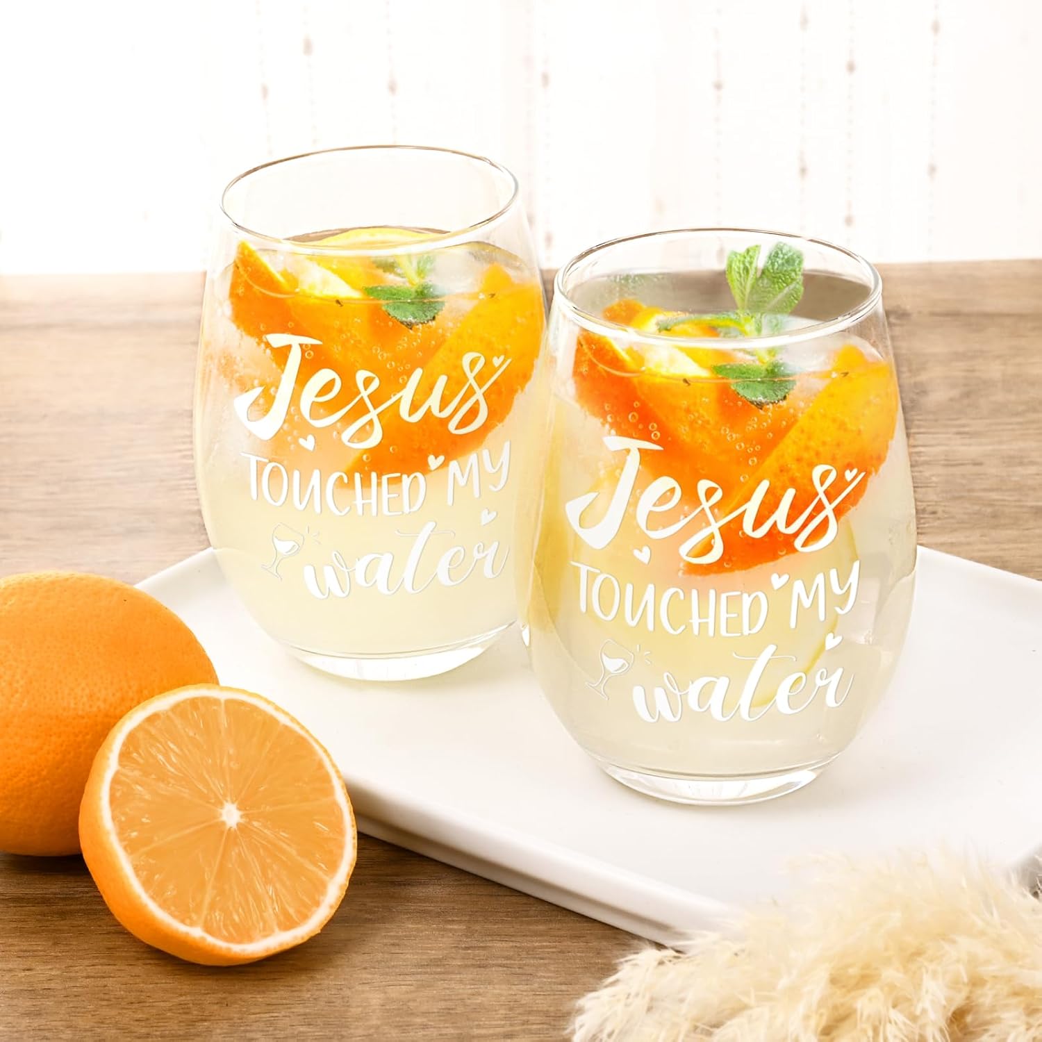 Futtumy Jesus Touched My Water Wine Glass, Jesus Gifts for Women, Christian Faith Religious Gifts for Women for Mother's Day Christmas Birthday Retirement, 17oz Wine Glasses - Image 8