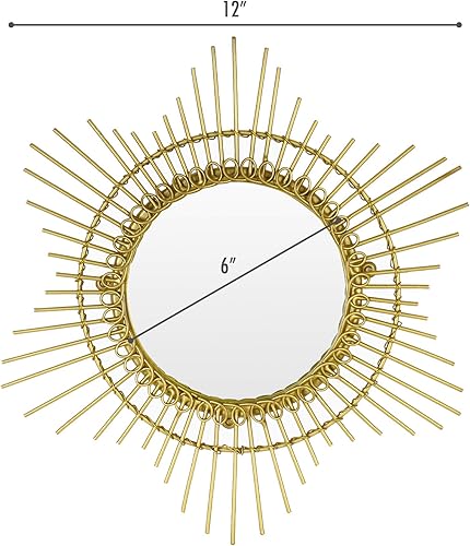 Miniatura 4 de kimisty Juego de 3 espejos Sunburst, espejo de pared dorado, espejo pequeño de 12 pulgadas, decoración de pared dorada, espejo Starburst, estrella