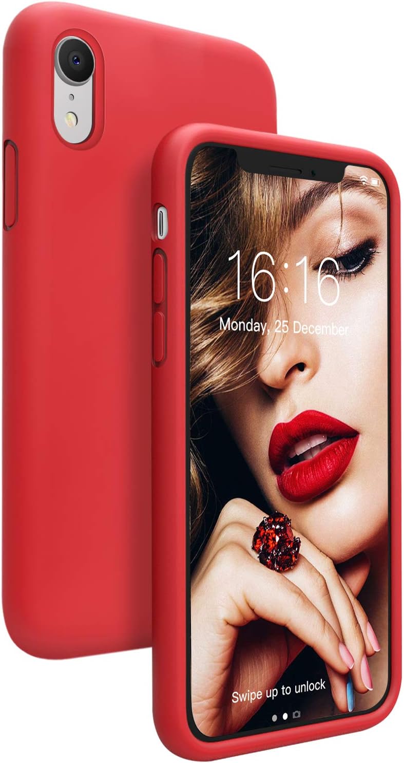 JASBON Case for iPhone XR,Silicone Phone Case Full Protective Phone Replacement 6.1inch Cover for iPhone XR-Red