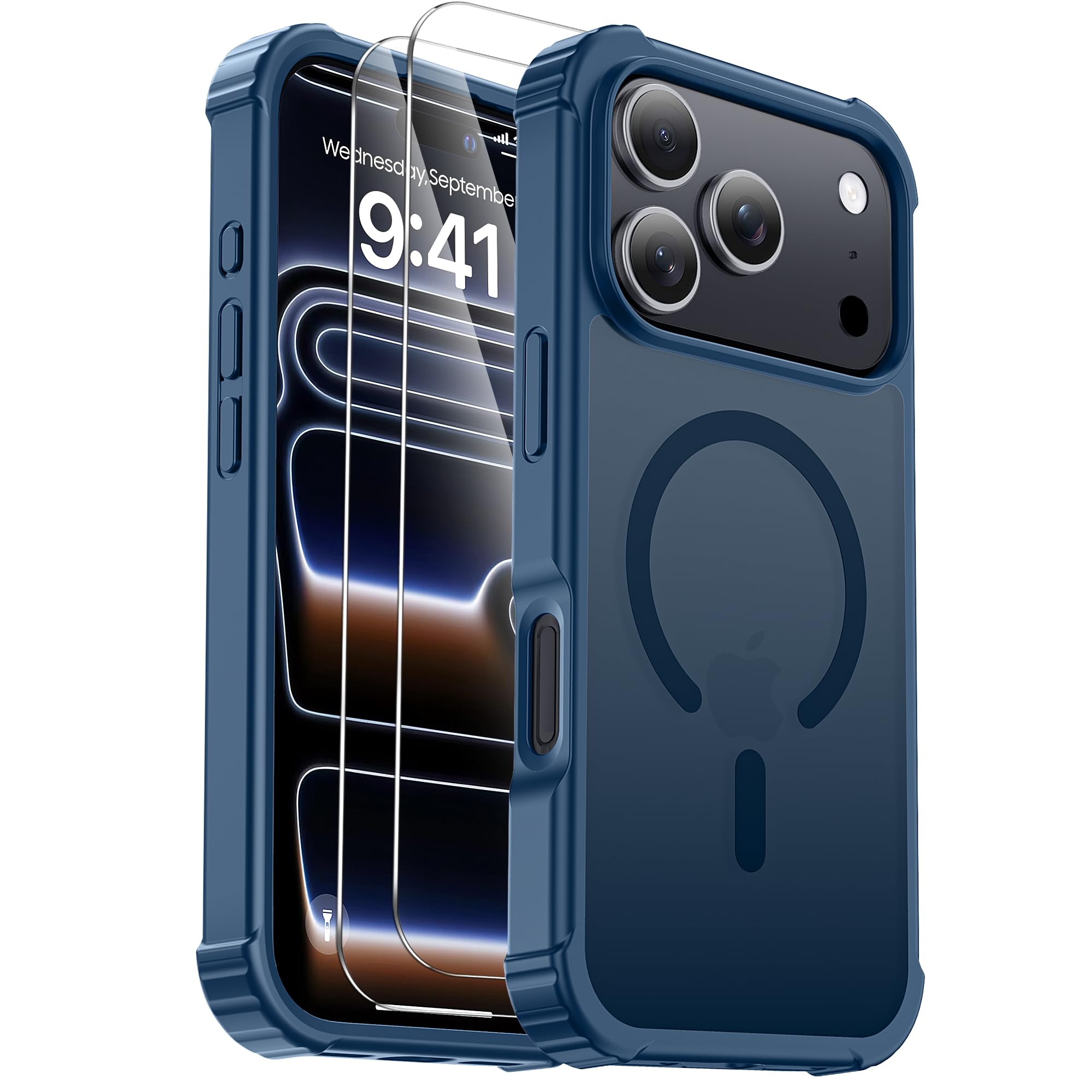 for iPhone 17 Pro Case Compatible with MagSafe 2X Screen Protectors Military Grade Drop Tested Heavy Duty Magnetic