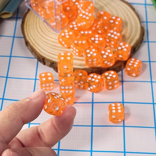 Miniatura 6 de Juego de dados de 36 piezas de 0.472 pulgadas, 6 caras, juego de dados D6 de colores translúcidos, dados estándar de 6 caras para juegos de mesa,