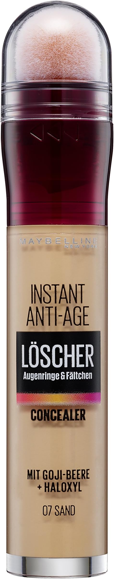 Maybelline New York Concealer Pen, Instant Anti-Age Effect Concealer, Eraser with Micro Erase Applicator, No.07 Sand, 6.8 ml