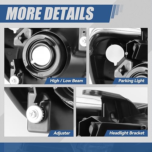 Miniatura 5 de Modelo halógeno conjunto de faros compatibles con Toyota Tacoma 2 generación de lavado facial 2012-2015, par, carcasa cromada, lente transparente