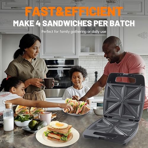 Miniatura 2 de Sandwichera 2 en 1, parrilla de prensa Panini y sandwichera gourmet con placas antiadherentes, calefacción de doble cara, luces indicadoras, mango