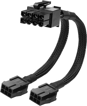 Dual 6-pin Female to 8-pin Male GPU Power Switching Cable for Graphics Card Power Conversion in Desktop PCs - 22.5 cm/8.8 in