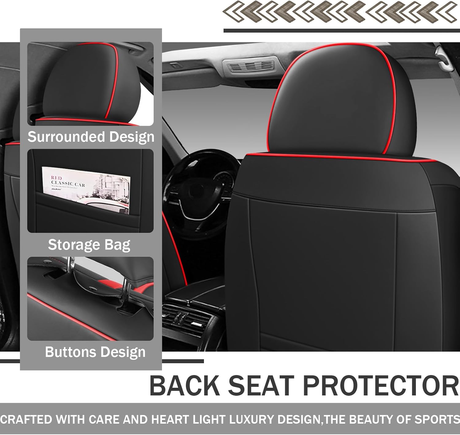 Car Seat Covers Fit for 95% of MINI 2000-2024,Premium Faux Leather Seat Cover | Breathable Waterproof Sports Drive in Style,Easy to Install Seat Covers (Front Pair/Black - Red)