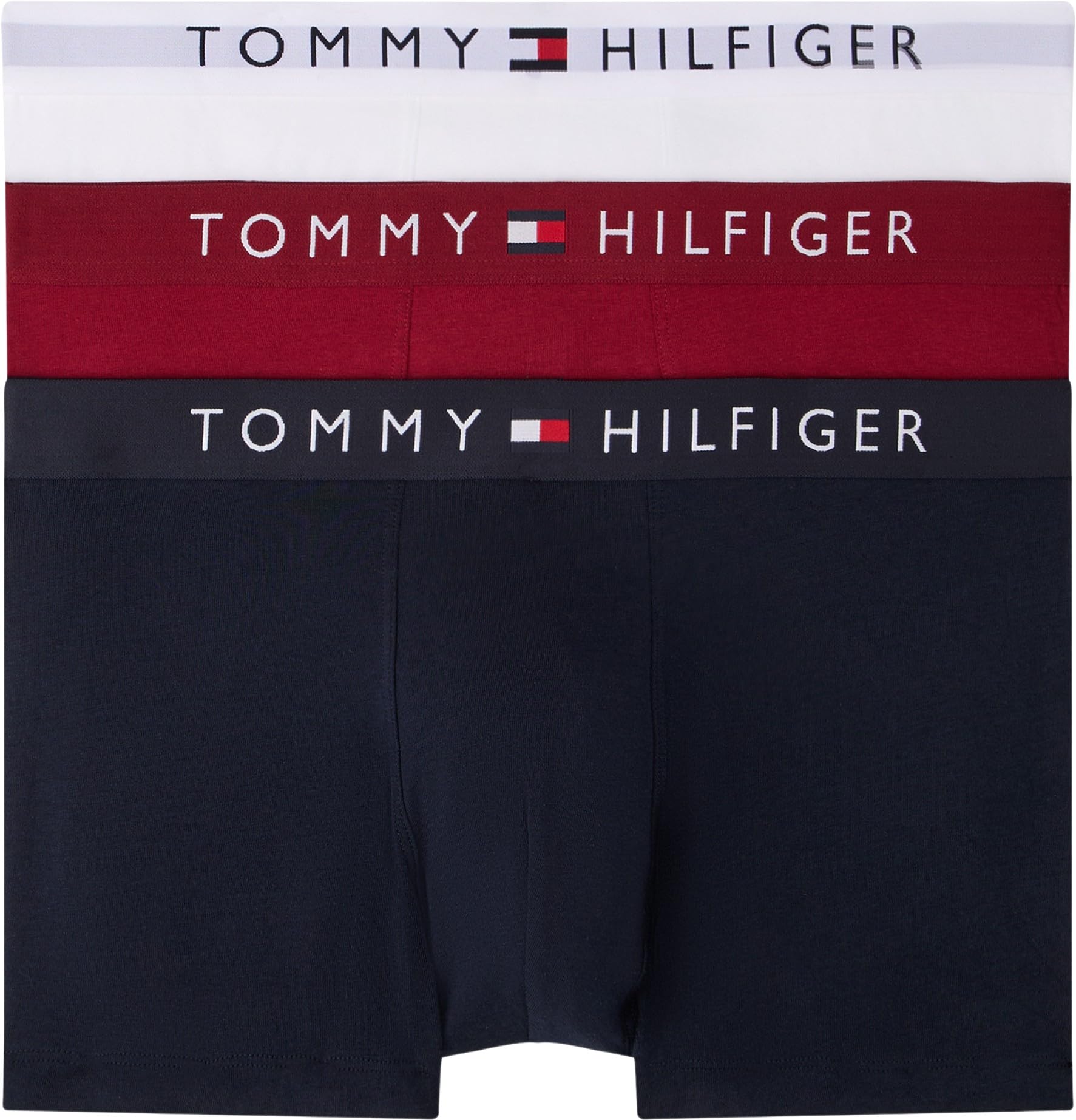 Tommy Hilfiger Men’s 3 Pack Trunks Underwear, Multicolor (Des Sky/White/Rouge), XXL