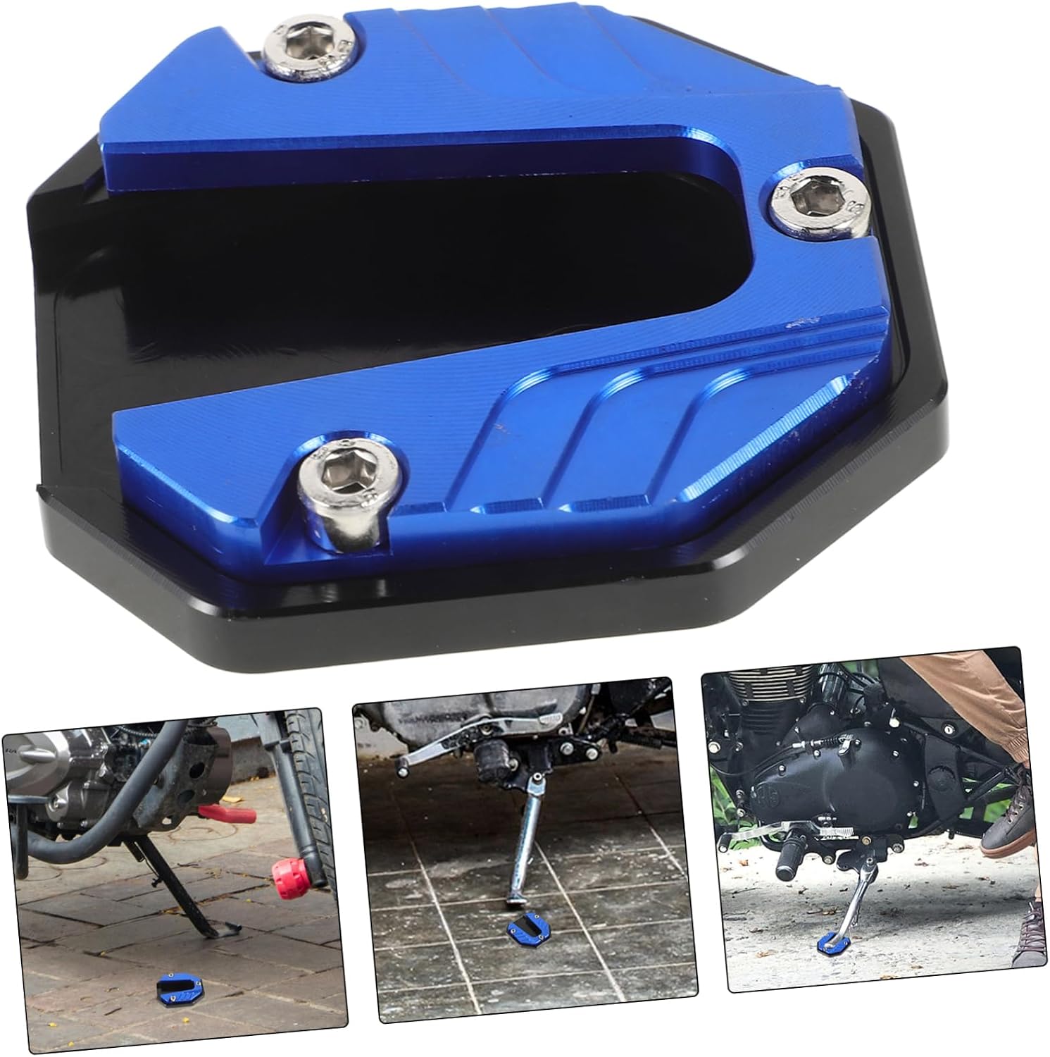 Motorcycle Kickstand Pad Plate Aluminum Alloy Side Stand Support