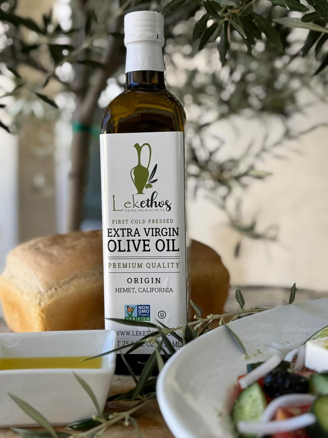 Lekethos Extra Virgin Olive Oil – California Cold Pressed, Premium Small Batch, Estate Grown, Pure Non-GMO Olive Oil, High Polyphenol, First Cold Press, Healthy Cooking Oil – 750ml Bottle