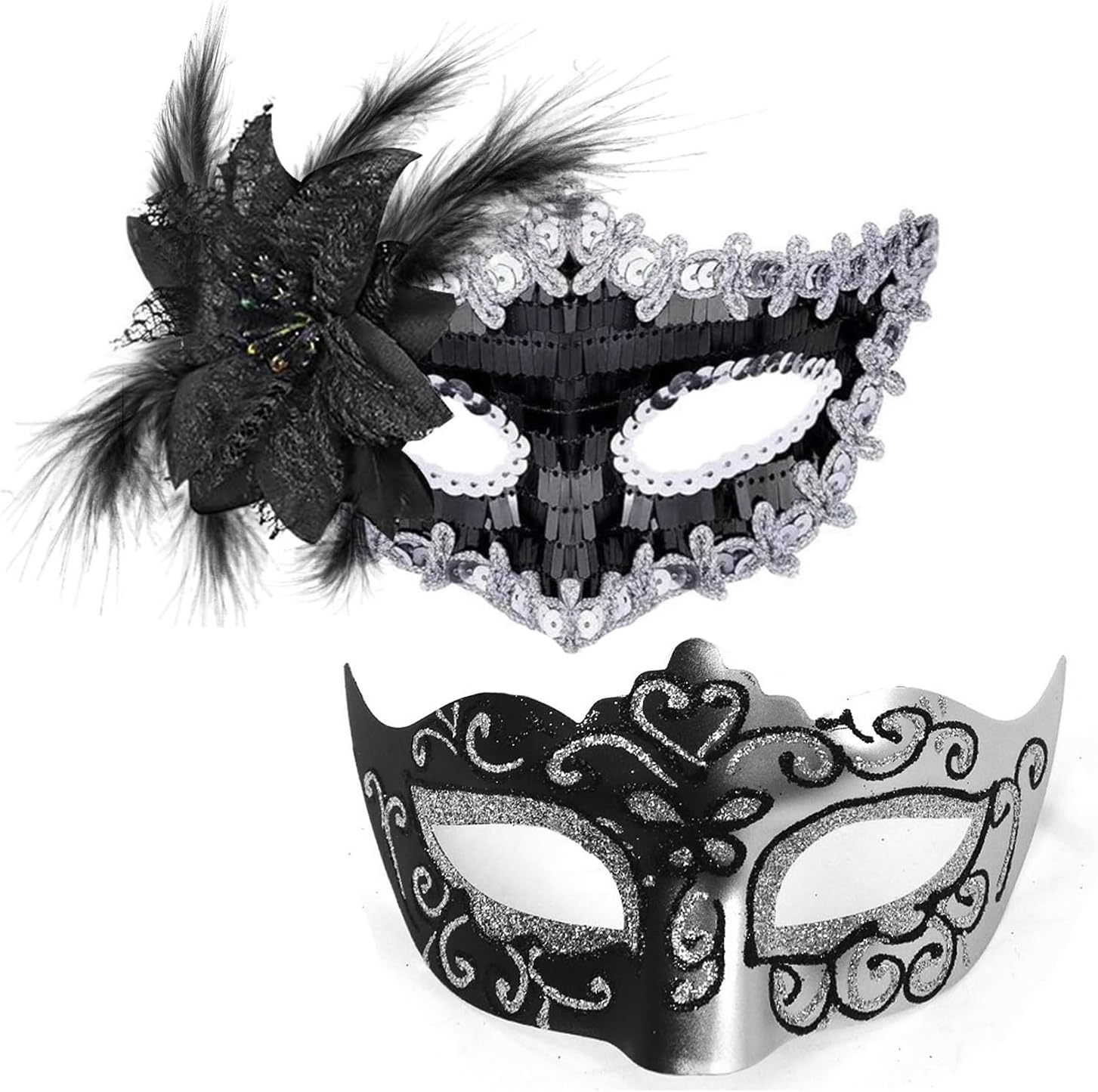 MYMENU Masquerade Mask for Women Men Couple Shiny Venetian Halloween Masks for Costume Cosplay Party Prom Ball