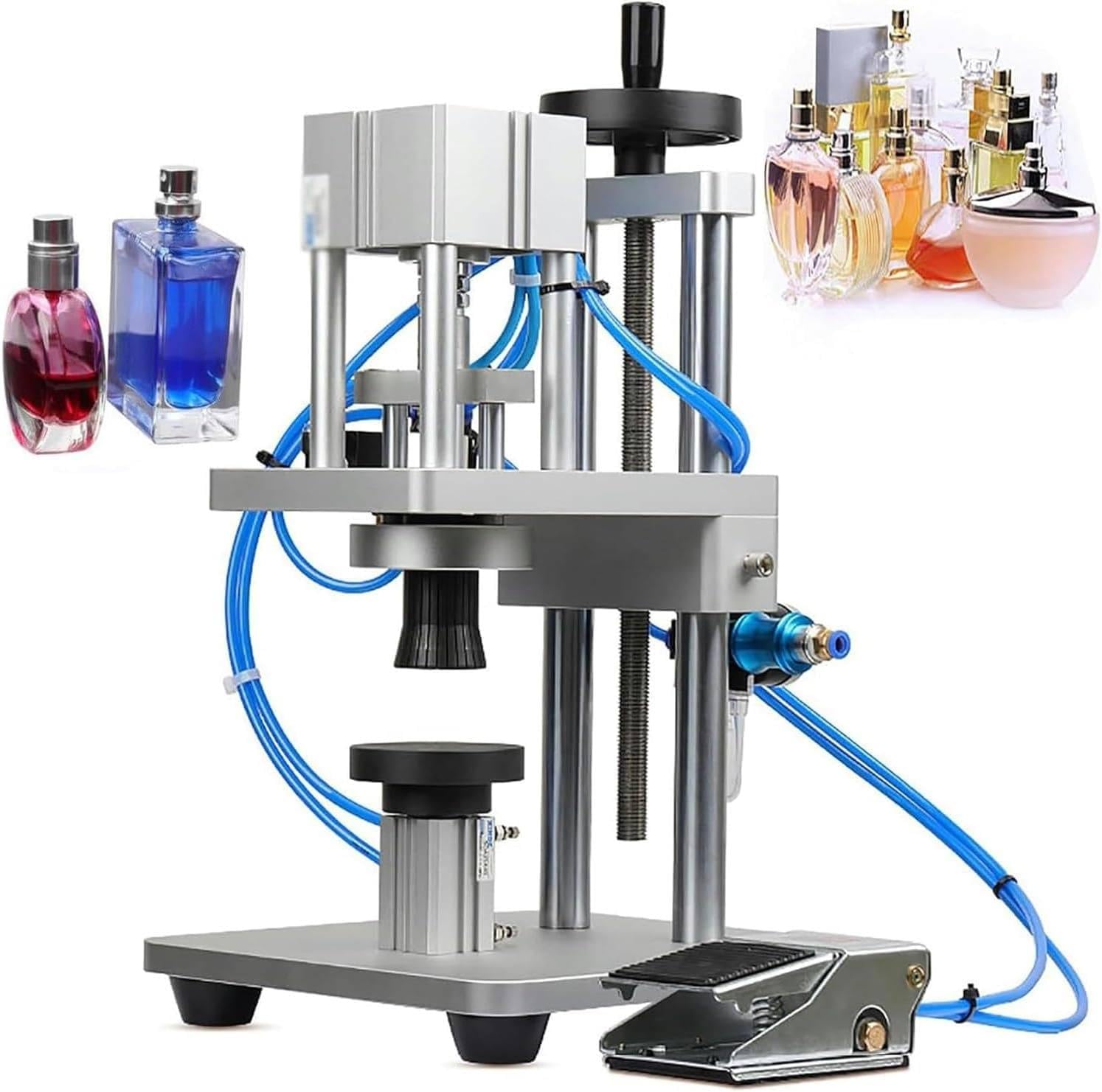 WYBYYDS Pneumatic Vial Sealing Machine, 13mm/15mm/20mm Aluminum Cap Sealer Desktop Vial Crimper Machine, Height Adjustment with Foot Switch 20Φ