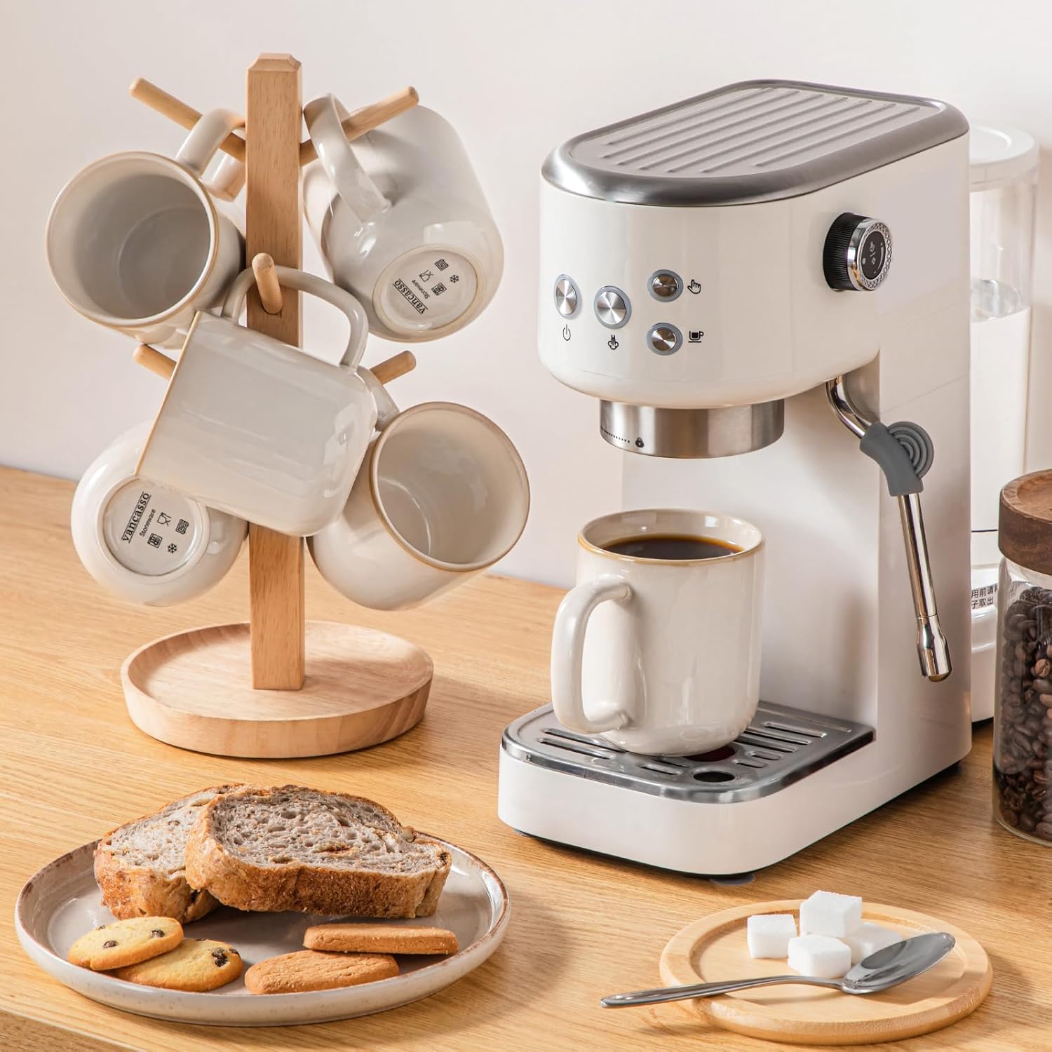 vancasso Coffee Mugs Set of 6, 12 Oz Ceramic Coffee Cups with Handle, Ceramic Unique Glaze Coffee Cup for Cappuccino, Latte, Tea, Cocoa, Dishwasher & Microwave Safe Gift Sets, Beige, Series PLAYA - Image 6