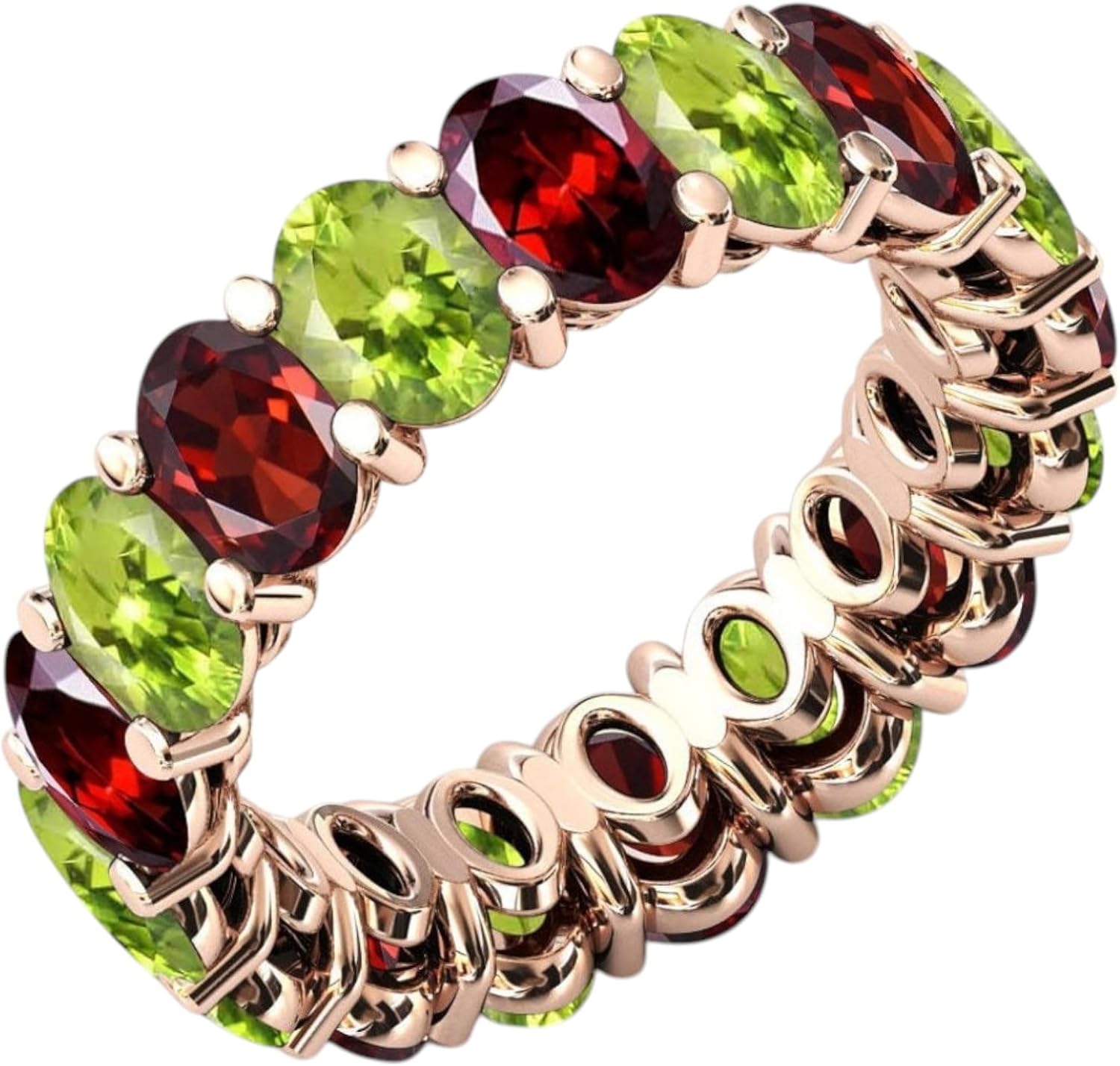 925 Sterling Silver Green Peridot Eternity Engagement Band For Women Art Deco Garnet Wedding Band Unique Full Infinity Bands Cluster Luxury Bands Handmade Jewelry