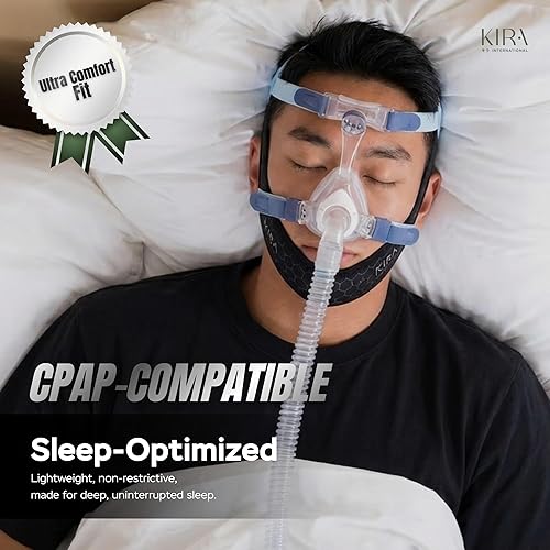 Vista 3 de KIRA - Correa de barbilla reutilizable para dormir, reductor de doble barbilla de tela de infrarrojos lejanos de primera calidad, correa de barbilla