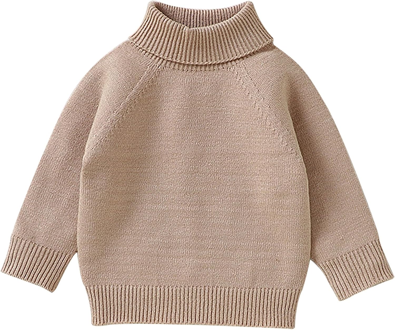 Baby Boy Girl Basic Solid Turtleneck Sweater Crewneck Cable Knit Sweater Pullover Sweatshirt Cotton Long Sleeve Top