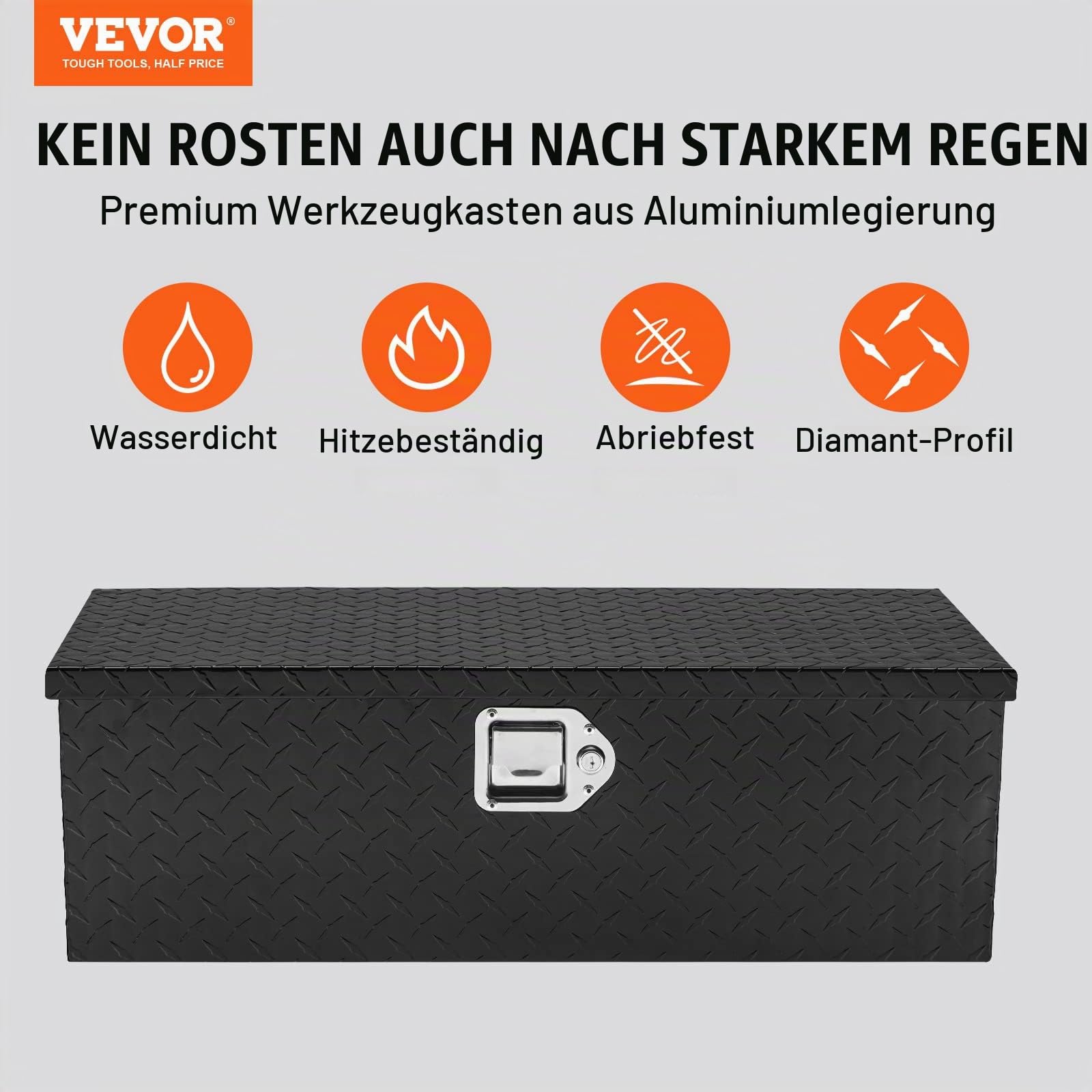 VEVOR 762 x 330 x 244 mm Werkzeugkasten für LKW-Ladefläche, Abschließbar 64 L Truckbox Werkzeugbox Aufbewahrungs-Werkzeugkasten, 30 kg Tragfähigkeit Werkzeugkiste Organizer für Wohnmobil, PKW usw.