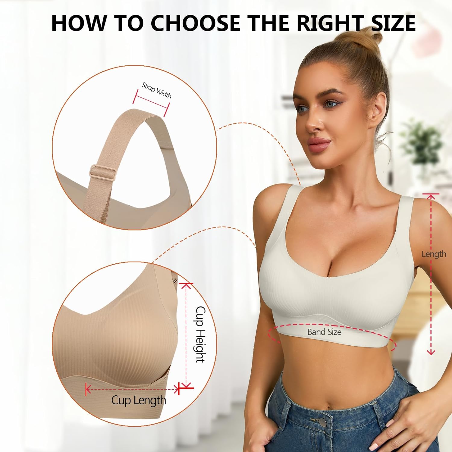 4 Pack Seamless Bra for Women, No Underwire Comfortable T-Shirt Bras,Jelly Bra - Image 4
