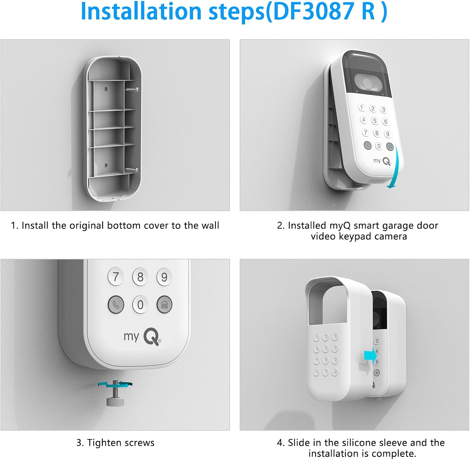 Silicone Skin Cover for myQ Smart Garage Door Video keypad with Angle Mount Accessories (Only for Right，White)