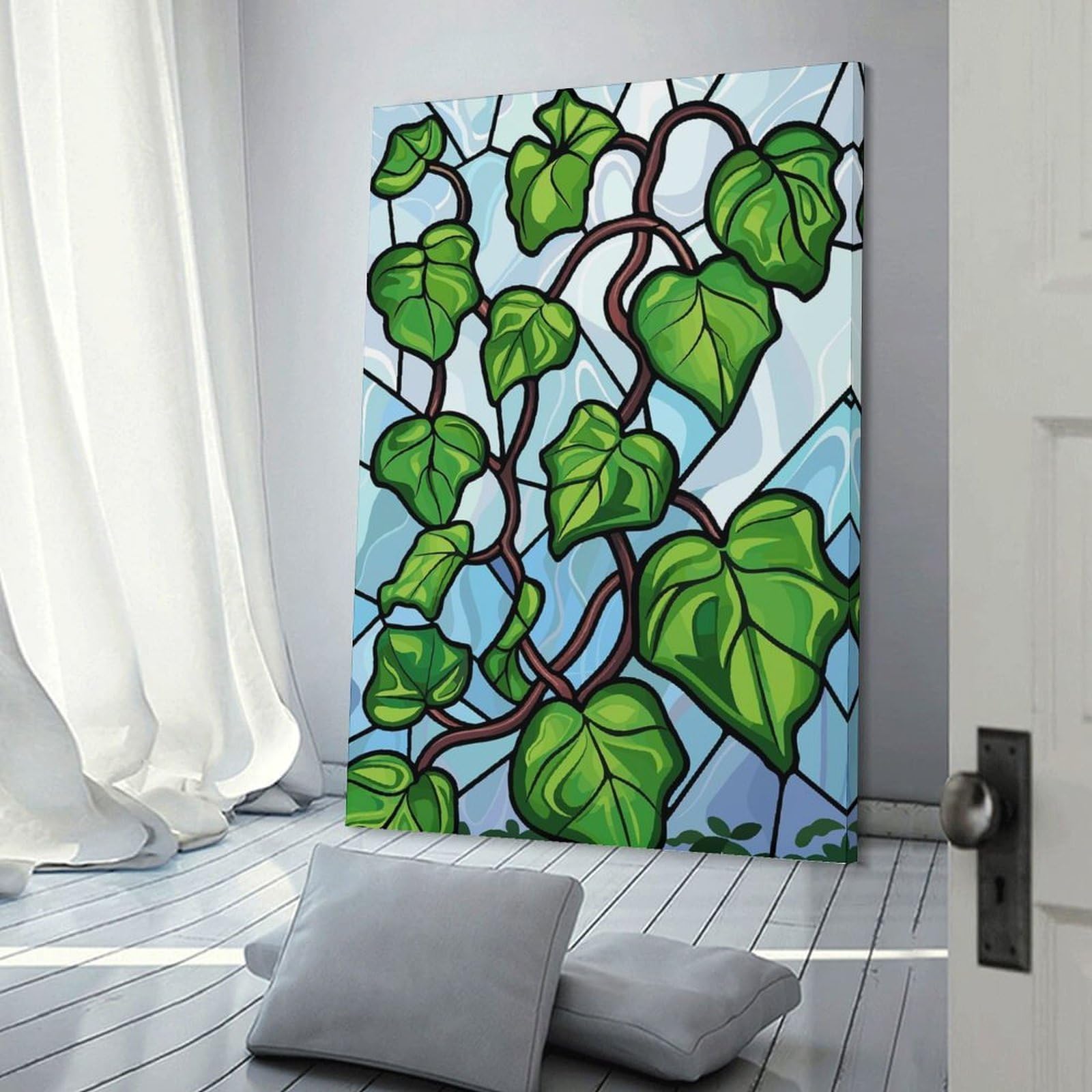 Junmoney Stained Glass Ivy Vines Home Decor Wall Art, 12x18inch(30x45cm), for Home, Office, Studio Or Guest Room, An Adaptable Decor Piece for Home Use