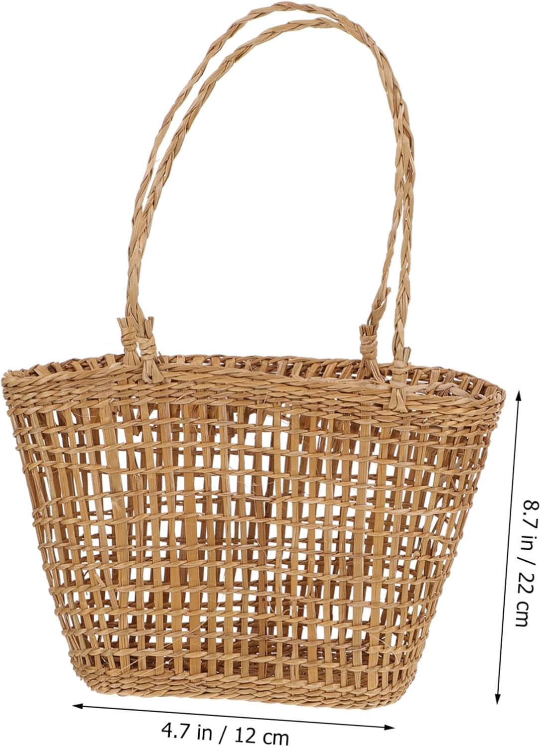 SOLUSTRE Handheld Straw Woven Flower Basket Brown Portable for Home Decor image 5