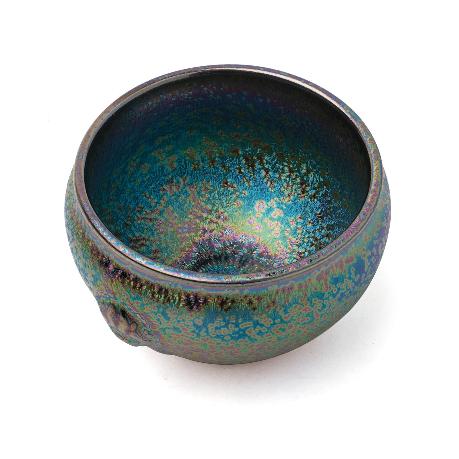 Chinese Jianzhan Tea Cup - Kirin Mug, Peacock Glaze Small Ceramic Kungfu Teacup, Handmade Vintage Jianzhan Bowl, Ideal Cup Gift for Family Friends on Birthday Christmas, 130 ml/4.4 oz