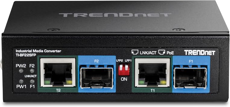 TRENDnet 2-Port Industrial SFP to Gigabit PoE++ Media Converter, TI-BF22SFP