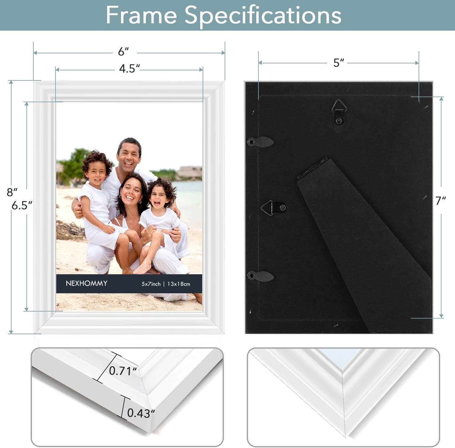 NEXHOMMY 5x7 Picture Frames Set - (12 Pack, White) Basic Designed Photo Frames Collage for Tabletop Display Or Wall Hanging with High Definition Glass, Set of 12