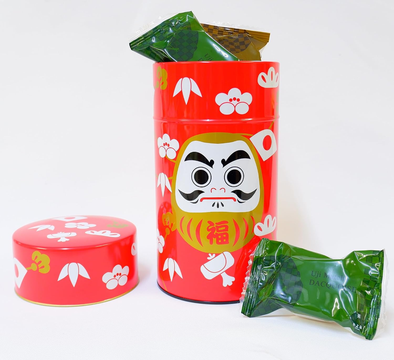 お歳暮 福袋 宇治抹茶ダクワーズ ほうじ茶ダクワーズ 12個入り だるま缶 ダックワーズ 抹茶スイーツ 焼き菓子 【筆】 洋菓子ギフ