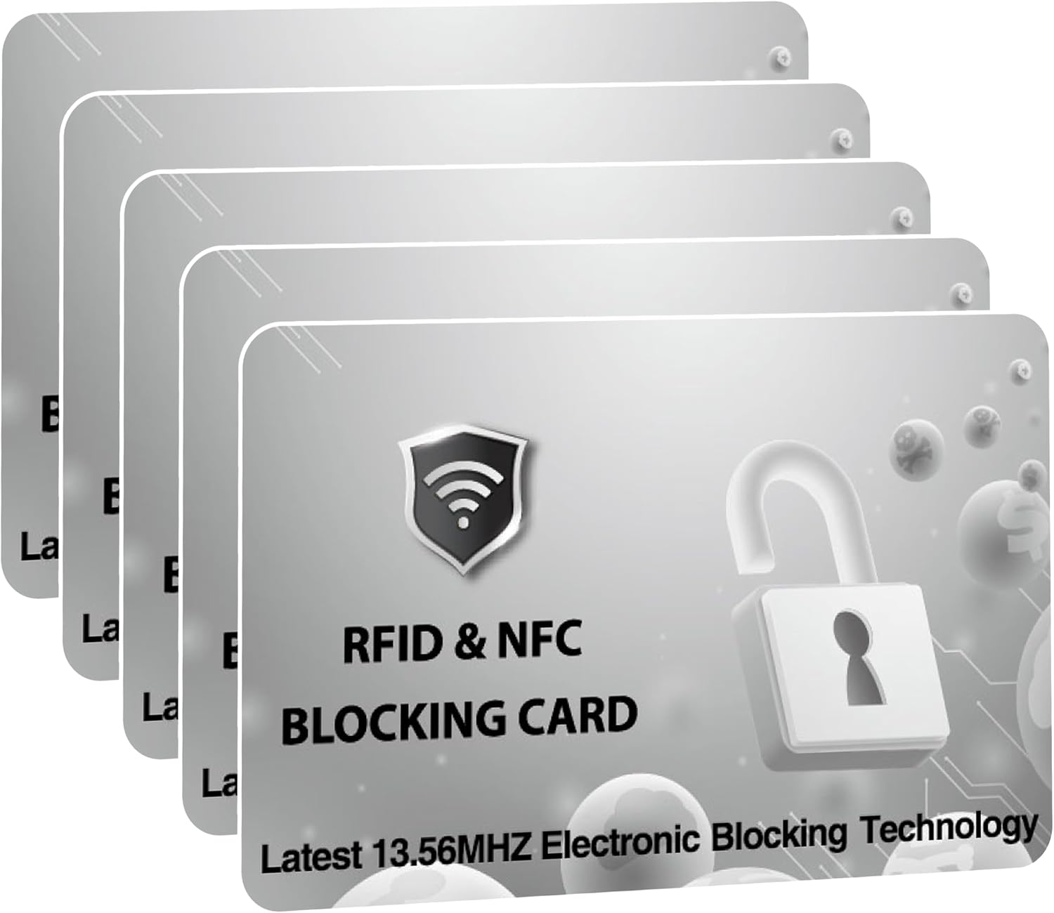 Jet International RFID Protected Cards, Grey 10 Pack: Entire Wallet Purse Shield For Men & Women, NFC Contactless Bank Debit Credit Card Protector ID ATM Guard (5)