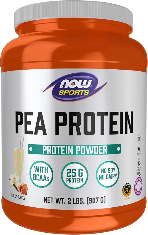 Sports Nutrition, Pea Protein 25 g With BCAAs, Easily Digested, Vanilla Toffee Powder, 2-Pound