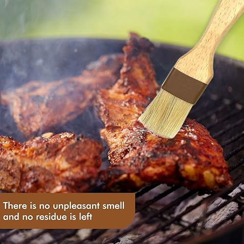 Miniatura 5 de Dohia Cepillos de pastelería para untar barbacoa, cepillos de aceite, cepillos de cerdas de jabalí, cepillo de cocina para aceite, huevos, salsa de