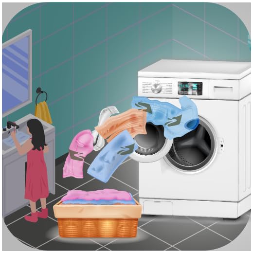 crianças lavando roupas de lavanderia