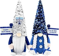 Hanukkah Gnomes Decorations for Home Indoor, Hanukkah Menorah Plush Decor, Jewish, Chanukah Ornaments Jewish Decorations for Party, Table and Tiered Tray Decor