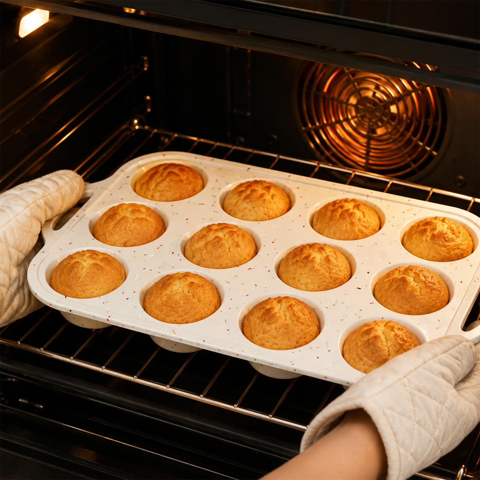 Ensemble de 2 moules à muffins en silicone de qualité alimentaire, ustensiles de cuisson de cuisine, moule à cupcakes réutilisable à dégagement facile pour la cuisson par lots, four à micro-ondes, à à