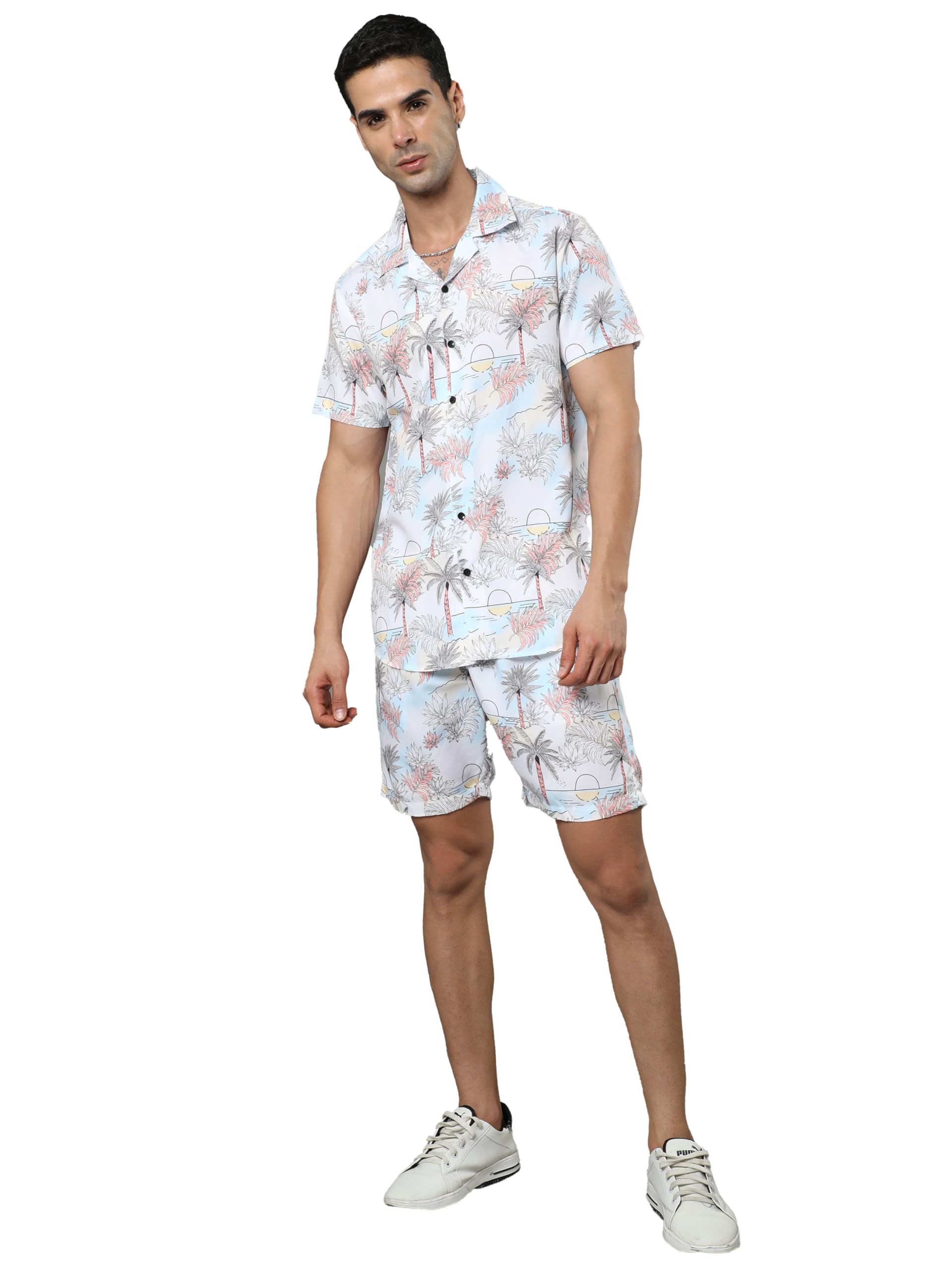 bushirt Mens Printed Regular White Color Night Suit Set-MNS0198-picture-52