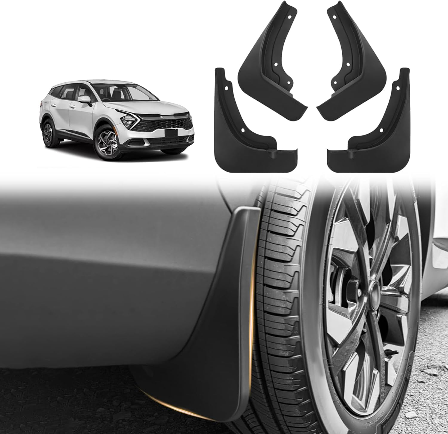 Muslogy Mud Flaps Splash Guards Compatible with Kia Telluride 2020-2025 2026 Accessories Front and Rear Mud Guards 4PCS No Drilling Fender Mudguards Kit with Hardware Accessories
