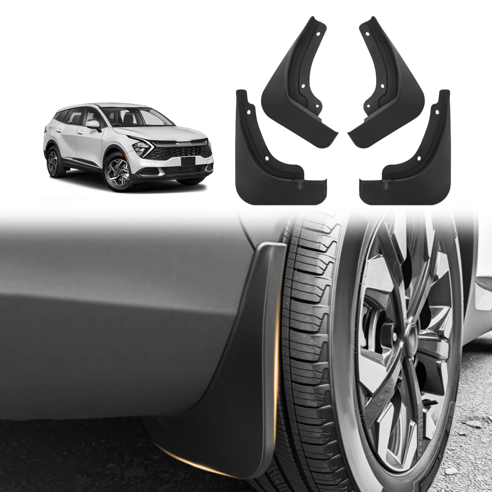 Muslogy for Sportage 2023 2024 2025 2026 Mud Flaps Front & Rear Splash Guard Fender Mud Guard NQ5 Exterior Accessories No Drilling Required Compatible with Kia Sportage 2023-2026 4PCs
