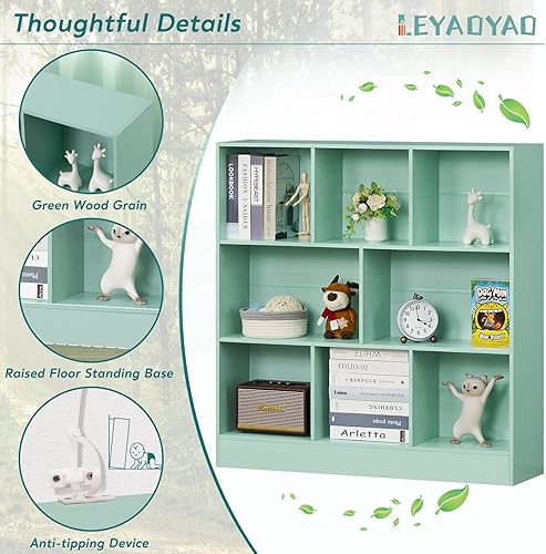 Miniatura 251 de LEYAOYAO Estantería de 10 cubos, estantería ancha moderna de 3 niveles con patas, estantería de madera de mediados de siglo, estuche grande rosa,