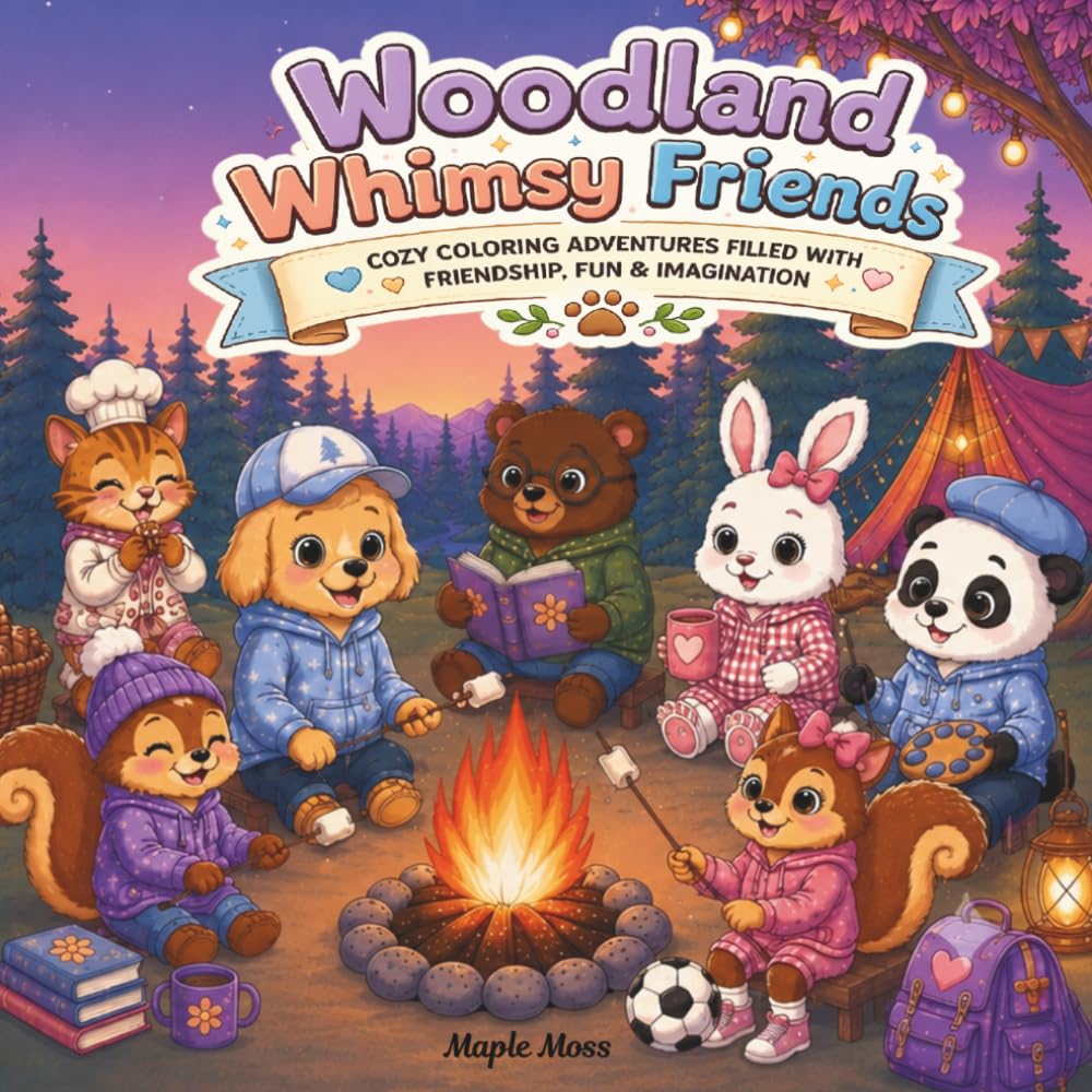 Woodland Whimsy Friends: Coloring adventures filled with friendship, fun and imagination