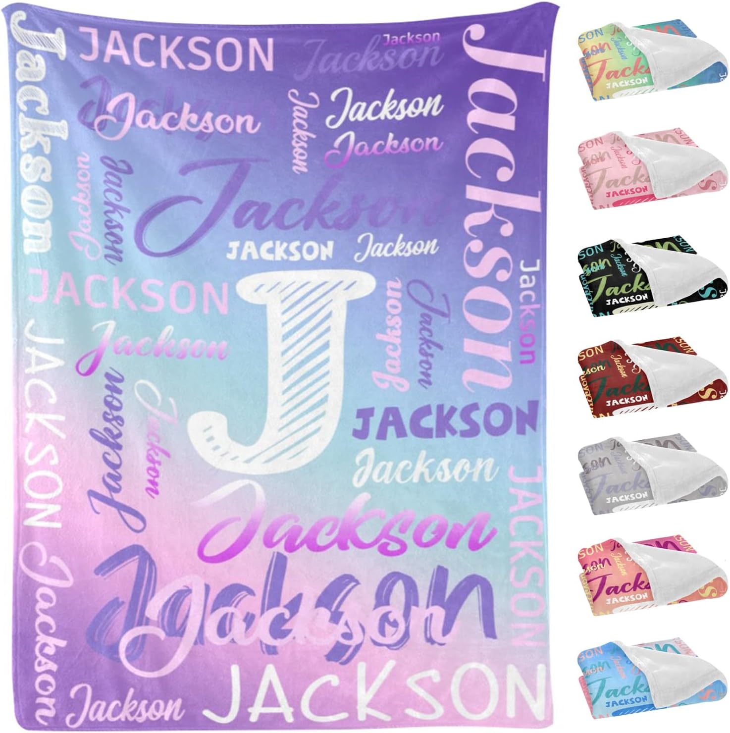 Custom Name Blanket for Kids Adults,Personalized Blanket with Name,Customized Baby Blanket for Girls Boys,Personalized Birthday for Women Men Mom