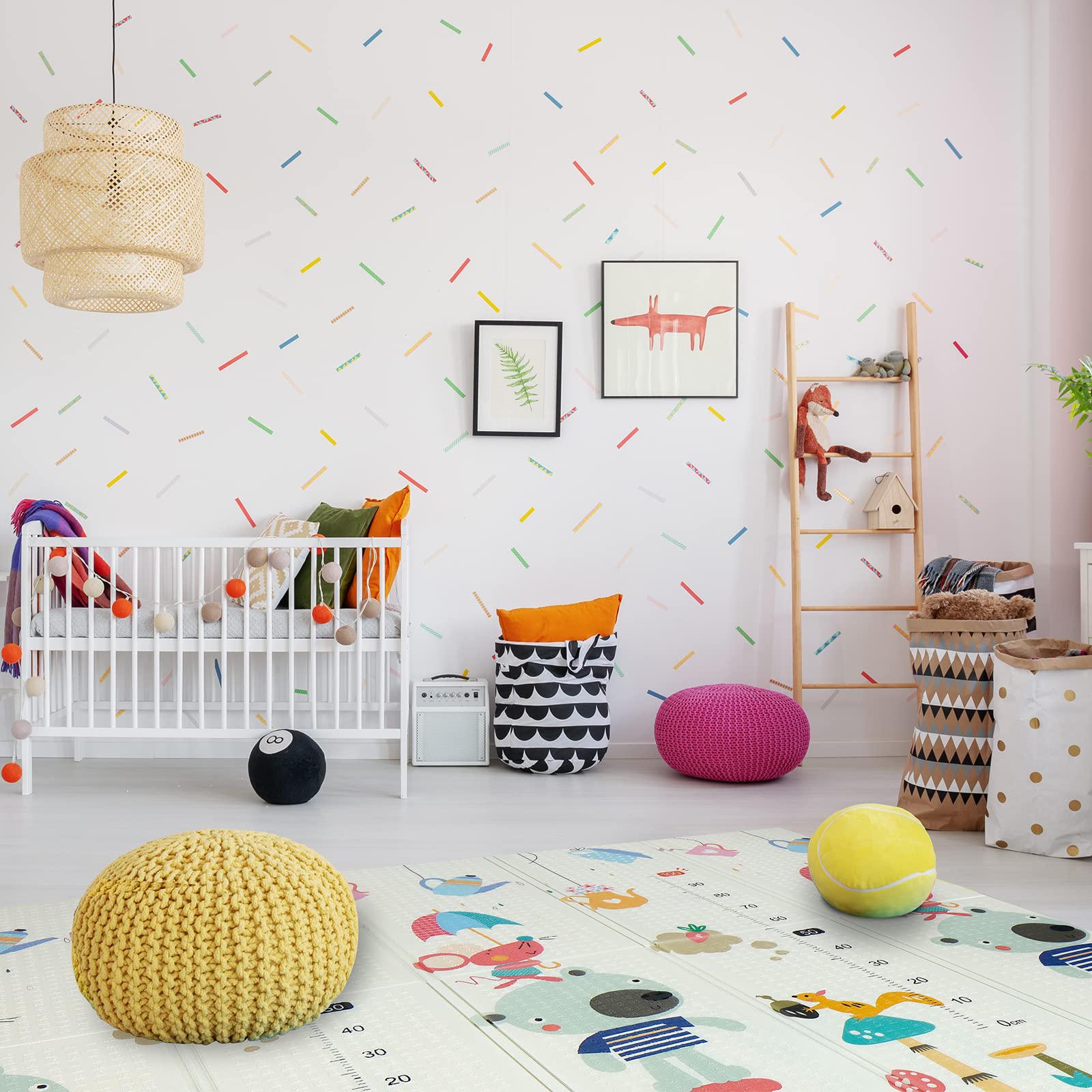 CCLIFE Tapis de Jeux Bebe Pliable Reversible Tapis éveil Bébé 196x176x1cm Impermeable Tapis Enfant Ramper,Color:Souris et poisson