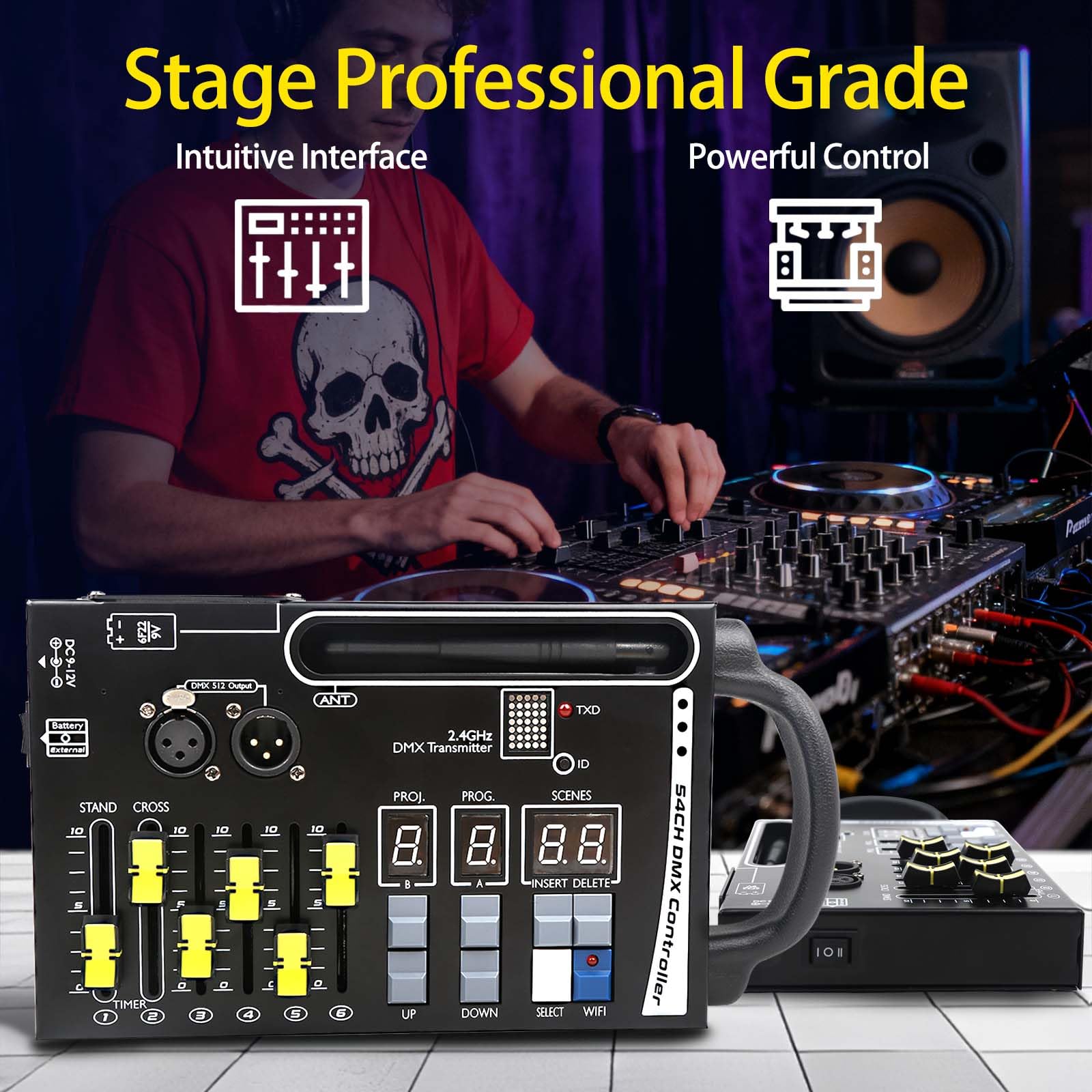 DMX512 - Console luminoso, controller DMX a 54 canali, compatibile con ricevitori radio DMX512