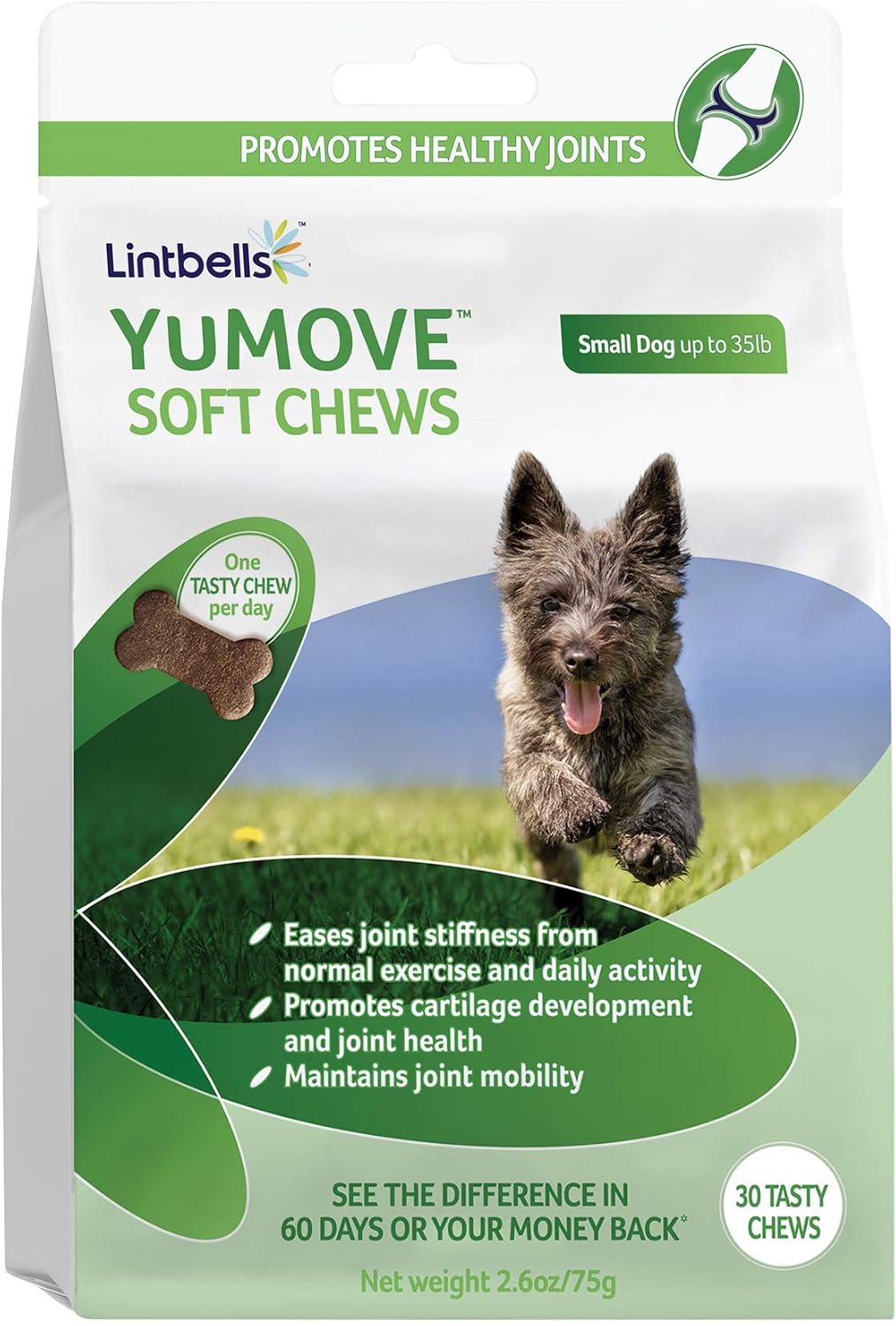 Dog Joint Supplement Chews for Small Dogs with Glucosamine HCI, Hyaluronic Acid, and Green Lipped Mu0ssel and Omegas, Natural Relief of Dog Hip Ache, Joint Soreness and Stiff Joints, YuMOVE - 30 Chews