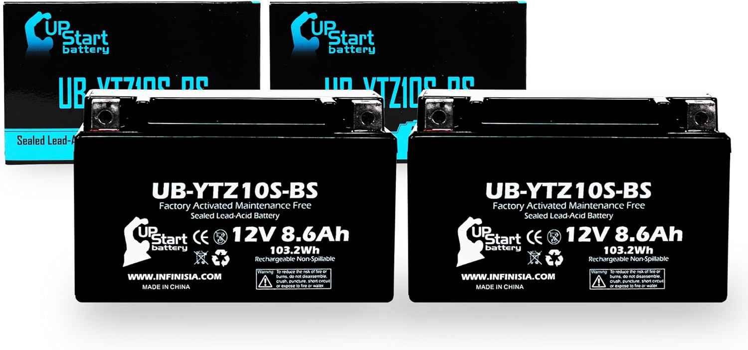 2-Pack Replacement for 2007 Yamaha YZF-R6 (excl. R6S) 600CC Factory Activated, Maintenance Free, Motorcycle Battery - 12V, 8.6Ah, UB-YTZ10S-BS