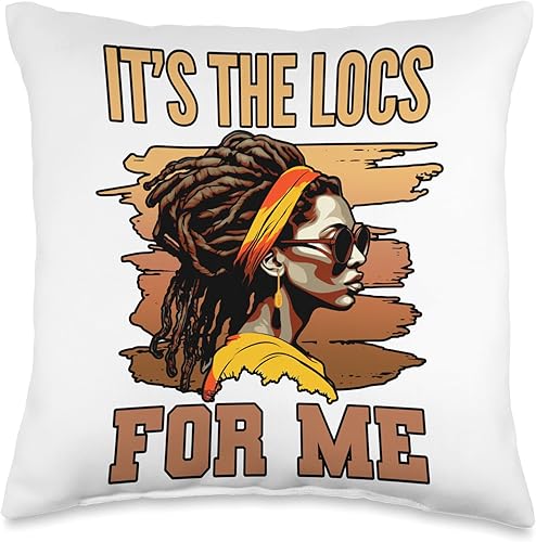 Locs Afro Dreadlocks Love Natural Beauty Hair It's The Locs for Me Afro Hair Black American African Girl Throw Pillow, 16x16, Multicolor