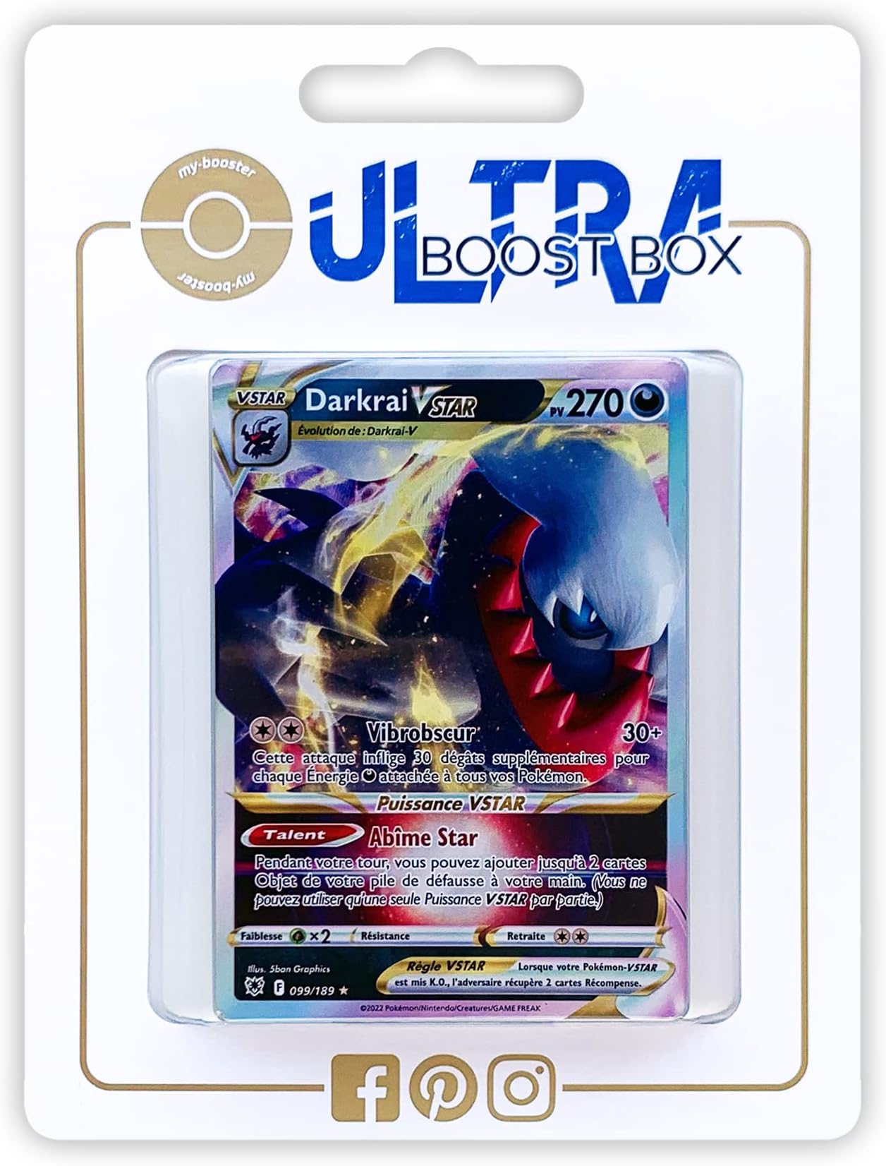Darkrai VSTAR 99/189 Full Art - Ultraboost X Epée et Bouclier 10 Astres Radieux - Box of 10 Pokemon French Cards