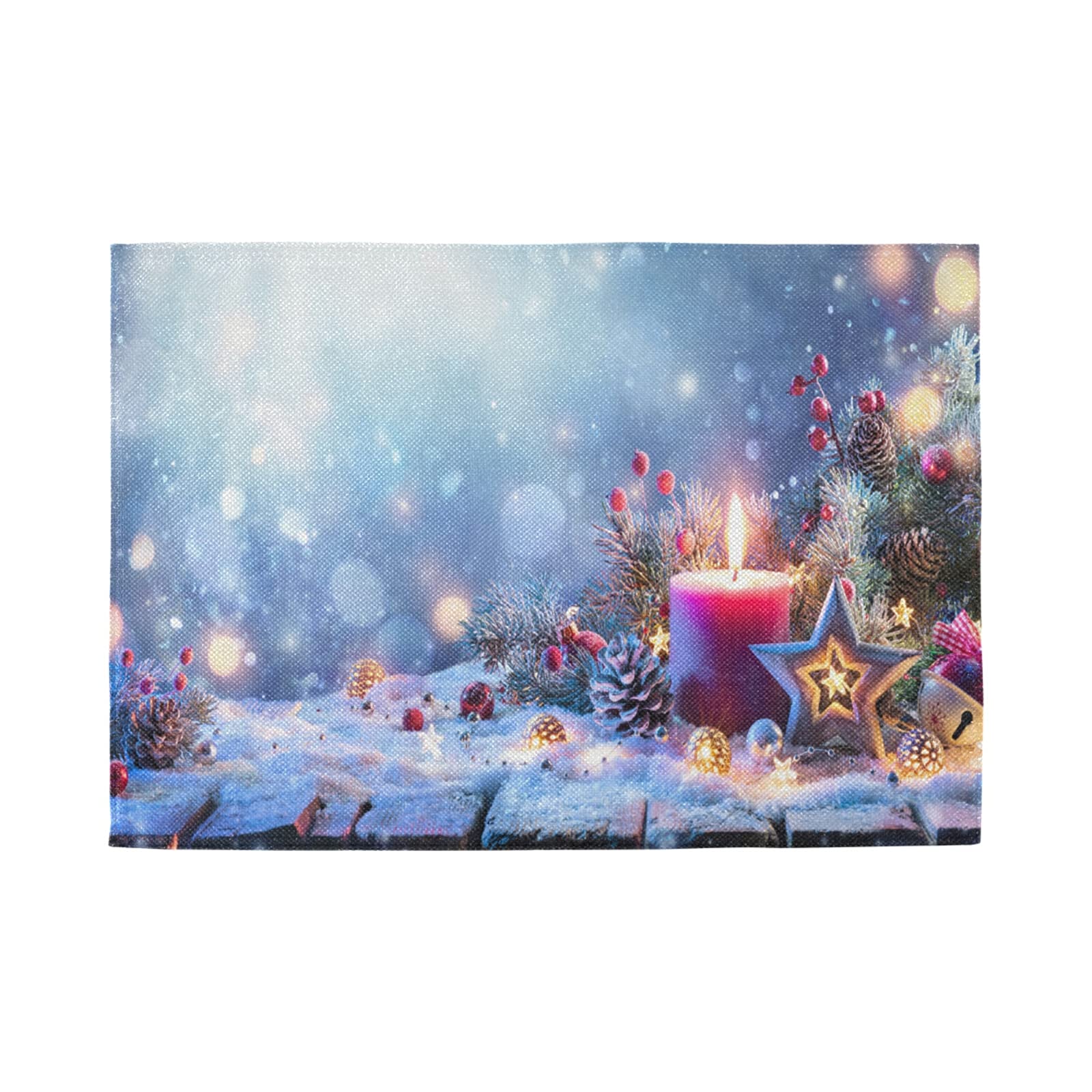 Lot 4 Sets De Table Noël Résistants Chaleur - Polyester Lavable 32x45cm, Décoration Père Noël Bonhomme Neige Fêtes