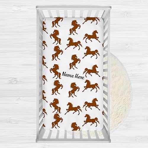 Sábanas de cuna personalizadas para caballos con nombre, paquete personalizado y sábanas de juego para bebés niños y niñas, sábanas de colchón de