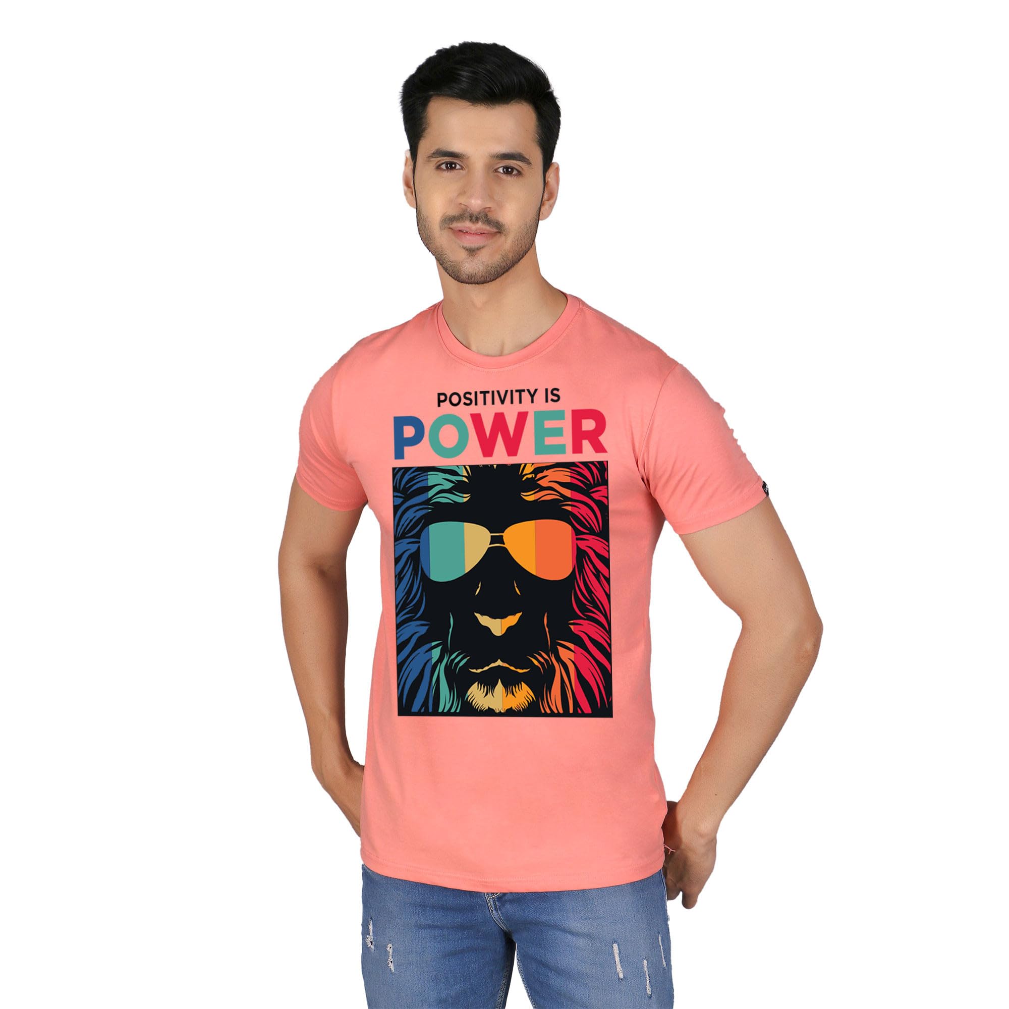 Loero Men's Power-Print Cotton Graphic Printed Half Sleeves t-Shirt | Colour - | Size - P